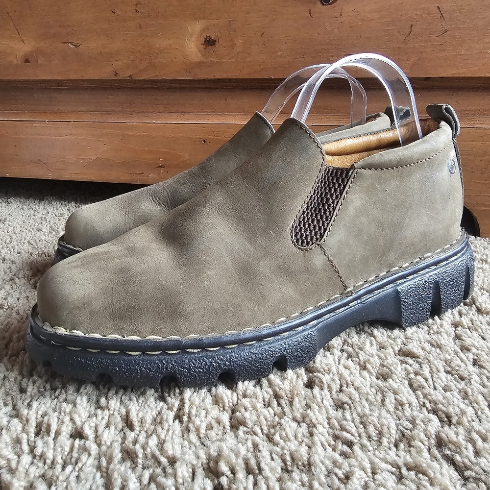 Born Brown Leather Stretch Slip On Ankle Boot Sz 10